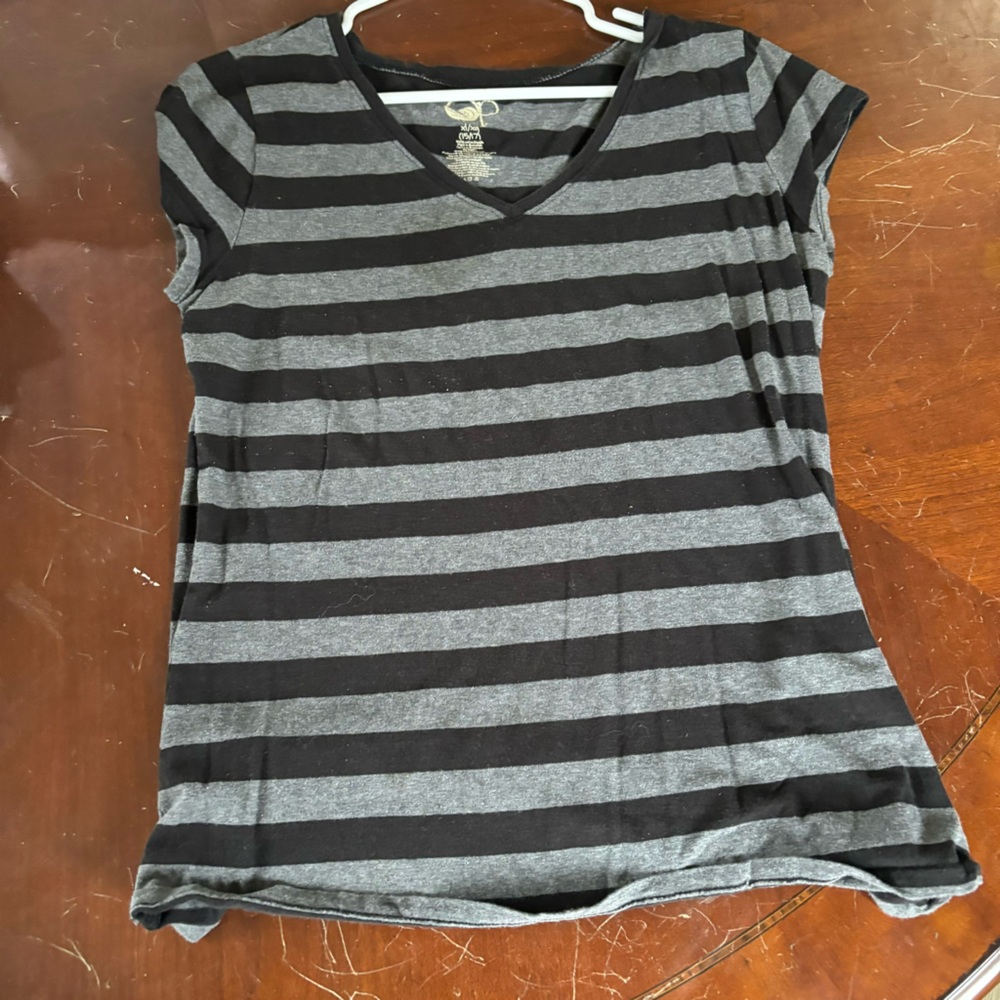 Black and gray striped T-shirt by Ocean Pacific